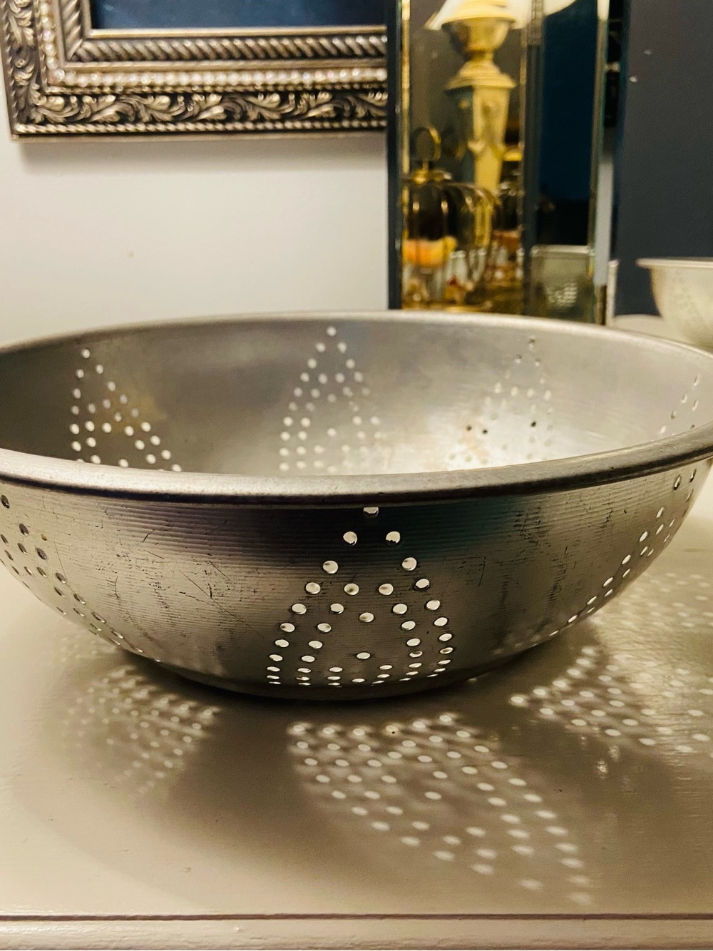 Vintage Flower Pattern Aluminum Colander